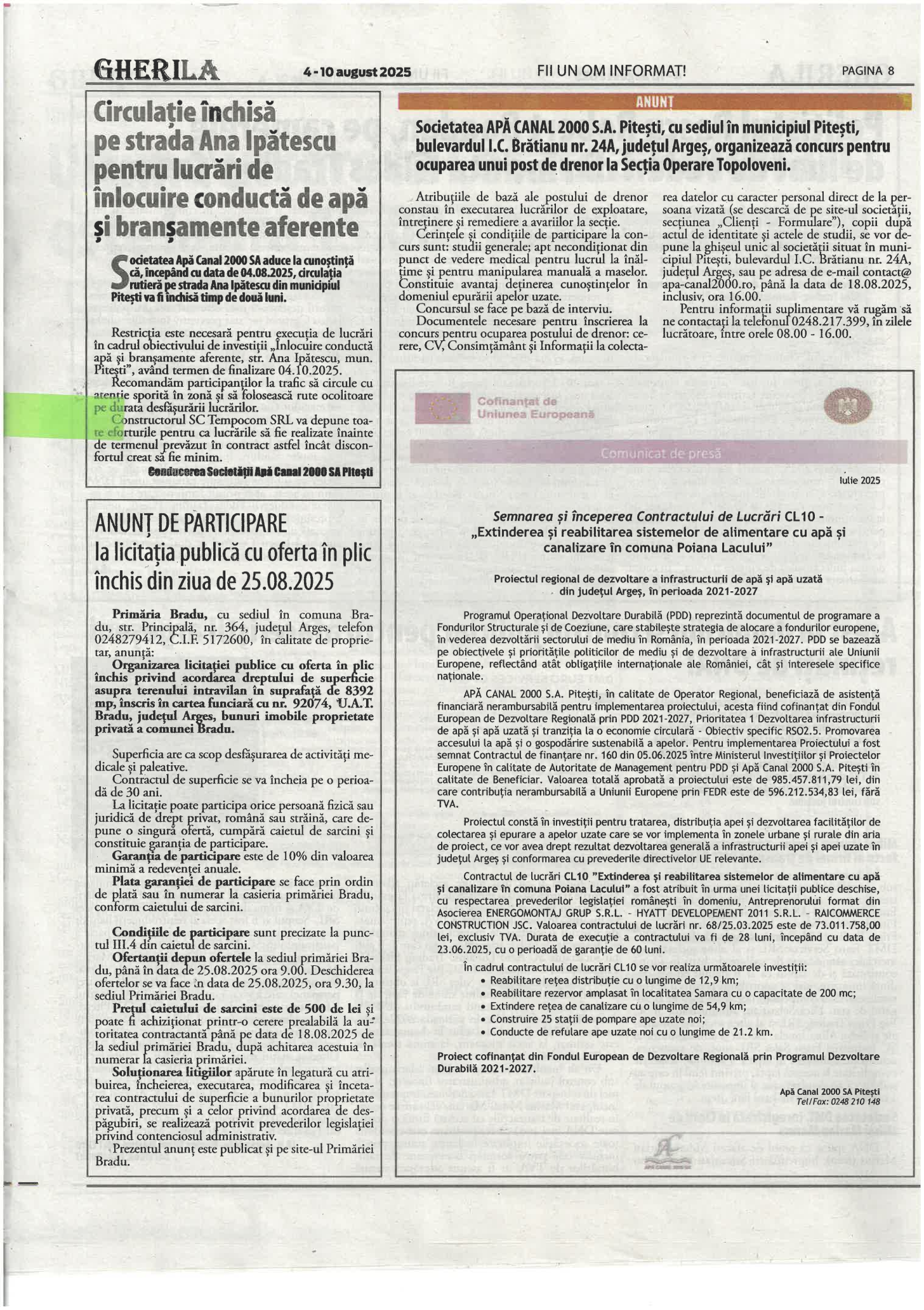 Articol început lucrări - Gherila